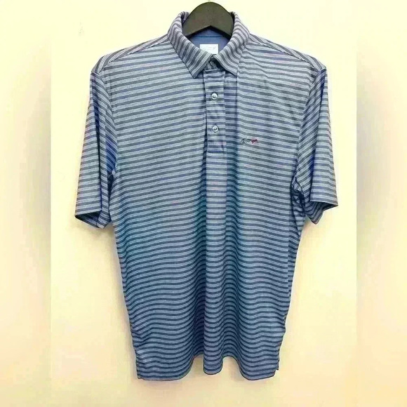 Greg Norman Two Tone Blue Striped Short Sleeve Polo Shirt Men’s Size L NWOT - Picture 1 of 6
